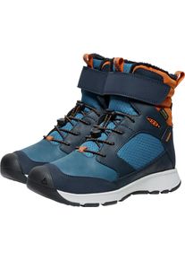 Winterstiefel Keen "SKUA WINTER WP", Kinder, Gr. 36, blau (sky captain, gold flame), Leder, Synthetik, Schuhe Winterstiefel, Snowboots, Winterboots, Winterschuhe, wasserdicht