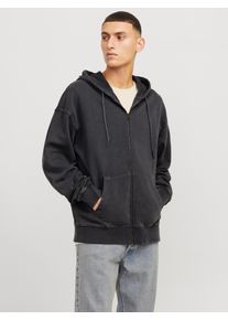 Jack & Jones Kapuzensweatjacke JACK & JONES "JJECHARGE Hoodie mit Kapuze, Kordelzug und Taschen", Herren, Gr. XS, grau (castlerock), angeraute Sweatware, Obermaterial: 100% Baumwolle, unifarben, loose fit taillenbedeckt, ohne Ausschnitt, Rippb&uuml;ndchen, Sweatjacken Kapuzensweatjacke, unifarben, modisch, loose fit, Baumwolle, Kapuze