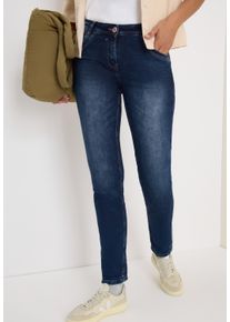 5-Pocket-Jeans Cecil "Style SCARLETT", Damen, Gr. 25, L&auml;nge 30, mid blau used wash, Denim/Jeans, Obermaterial: 84% Baumwolle, 14% Polyester, 2% Elasthan. Futter: 52% Polyester, 48% Baumwolle, unifarben, straight fit lang, Jeans 5-Pocket-Jeans, mit Stretch