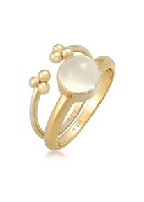 Ring-Set Elli Premium "Ring Mondstein Rund Kugel 2er Set 925 Silber" Gr. 54, gold, Fingerringe, Damen, 54,mit Stein, Silber 925 (Sterlingsilber), 8mm, Ring-Set