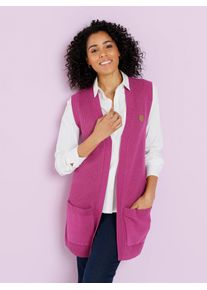 Strickweste Classic Basics, Damen, Gr. 40, lila (erika), 50% Baumwolle, 50% Polyacryl, unifarben, Westen Strickweste