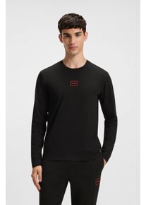 Langarmshirt HUGO UNDERWEAR, Herren, Gr. XL (54), schwarz, Jersey, Obermaterial: 95% Baumwolle, 5% Elasthan, unifarben, Basic, normal, Rundhals, abgesteppte Kante, Shirts Langarmshirt