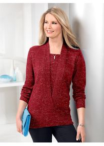 2-in-1-Pullover Classic Basics "Pullover", Damen, Gr. 46, rot (rot, meliert), 90% Polyacryl, 10% metallisierte Fasern, meliert, figurumspielend, Pullover 2-in-1-Pullover