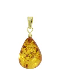 Kettenanh&auml;nger OSTSEE-SCHMUCK "OSTSEE-SCHMUCK Anh&auml;nger Tropfen ca. 17 mm lang - Gold 333/000", gelb (wei&szlig;, neutral), Schmuckanh&auml;nger, Damen, 27 x 11mm, Bernstein, 1,3 g, Kettenanh&auml;nger