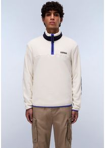 Fleecepullover Napapijri "DERGANA", Herren, Gr. XL, beige dimity, Web, Obermaterial: 100% Polyester, normal normal, B&uuml;ndchen, Sweatshirts Fleecepullover, mit Stehkragen und Rei&szlig;verschluss