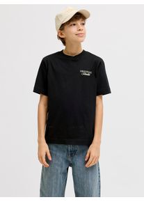 Jack & Jones T-Shirt JACK & JONES JUNIOR "JORNORREBRO TYPO TEE SS CREW NECK SN JNR", Jungen, Gr. 152, schwarz, Single Jersey, Obermaterial: 100% Baumwolle, bedruckt, relaxed fit normal, Rundhals, Shirts T-Shirt