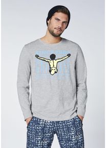 Langarmshirt Chiemsee, Herren, Gr. S (44/46), grau (neutral gray melange), 90% Baumwolle, 10% Viskose, Rundhals, Shirts Langarmshirt