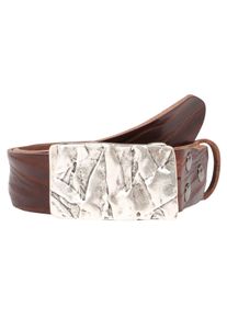 Lederg&uuml;rtel RETTUNGSRING G&Uuml;RTEL, Damen, Gr. 80, braun (dunkelbraun), Leder, unifarben, G&uuml;rtel Lederg&uuml;rtel, mit austauschbarer Schlie&szlig;e &raquo;Felswand Silber&laquo;