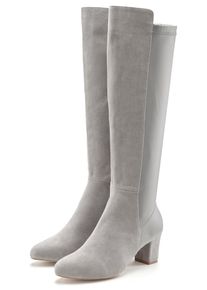 Stiefel Lascana, Damen, Gr. 42, grau, Obermaterial: 50% Lederimitat, 50% Textilmaterial. Decksohle: 100% Lederimitat. Futter: 100% Textilmaterial. Laufsohle: 100% Synthetik, unifarben, Schuhe Stiefel, mit Stretcheinsatz und Langschaft, Stiefelette, Langer Stiefel VEGAN