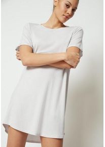 Sleepshirt Skiny "Night In Mix & Match", Damen, Gr. 38, N-Gr, grau (quietgrau stripes), Jersey, Obermaterial: 95% Viskose, 5% Elasthan, geringelt, gestreift, Basic, Basic Po-bedeckend, Rundhals, Aufschlag, Kleider Sleepshirt, bequem, weich, locker, stylisch, kurz&auml;rmlig, Viskosenmix