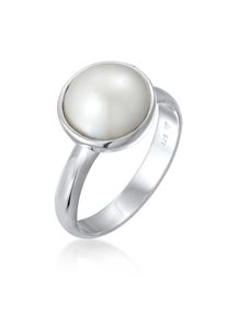 Perlenring NENALINA "Ring Damenring Mabe Perle Klassisch Stilvoll 925 Silber" Gr. 52, silber, Fingerringe, Damen, 52, ohne Stein, Silber 925 (Sterlingsilber), Perlenring