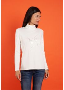 Langarmshirt Seidel Moden, Damen, Gr. 48, wei&szlig; (sanftes wei&szlig;), Obermaterial: 95% Viskose, 5% Elasthan, bedruckt, Shirts Langarmshirt, MADE IN GERMANY