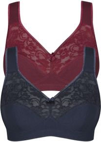B&uuml;gelloser BH SuSa "Basic", Damen, Gr. 75, Cup D, rot (rubyrot, twilight), Spitze, Obermaterial: 76% Baumwolle, 18% Polyamid, 6% Elasthan, Basic, BHs B&uuml;gelloser BH, Spitze, gen&auml;hte Cups, Baumwollmix, elastisch, BH-Set