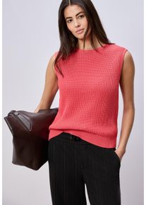 Pullunder Street One, Damen, Gr. 36, striking coral, Strick, Obermaterial: 60% Baumwolle, 40% Polyacryl, unifarben, l&auml;ssig geschnitten h&uuml;ftbedeckend, Rundhals, Pullover Pullunder, in Strick-Optik