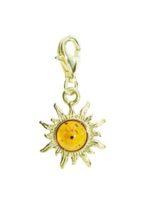 Kettenanh&auml;nger OSTSEE-SCHMUCK "OSTSEE-SCHMUCK Charm-Einh&auml;nger Sonne 14 mm", gelb (wei&szlig;, neutral), Schmuckanh&auml;nger, Damen, 25 x 13mm, Gelbgold 333, 1,2 g, Kettenanh&auml;nger