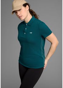 Poloshirt Kangaroos, Damen, Gr. 44/46, blau (petrol), Obermaterial: 100% Baumwolle, figurumspielend, Shirts Poloshirt, Kurzarm, unifarben, Polokragen, aus Baumwolle, gro&szlig;e Gr&ouml;&szlig;en, Topseller