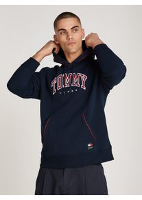 Hoodie Tommy Jeans "TJM RLX VARSITY PIPPING HOOD EXT", Herren, Gr. M, blau (schwarz night navy), Sweatware, Obermaterial: 50% Baumwolle, 50% Polyester, bestickt, Sweatshirts Hoodie