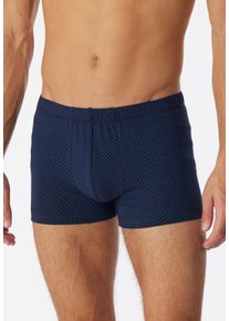 Boxershorts Schiesser "Cotton Casual", Herren, Gr. 8, blau (803, blau), Single Jersey, Obermaterial: 95% Baumwolle, 5% Elasthan, k&ouml;rpernah, Unterhosen Boxershorts, ohne Eingriff, gepunktet