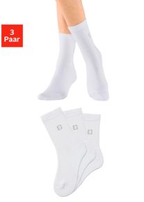 Socken ELBSAND, Damen, Gr. 39-42, wei&szlig; (3x wei&szlig;), Baumwolle, Elasthan, Polyamid, unifarben, normal, Socken Socken, mit Frottee und eingestricktem Markenlogo