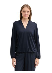 Langarmshirt Tom Tailor, Damen, Gr. XS (34), blau (sky captain blau), Web, Obermaterial: 70% Modal, 30% Polyester, unifarben, bequem h&uuml;ftbedeckend, V-Ausschnitt, elastischer Bund, Shirts Langarmshirt, mit V-Ausschnitt
