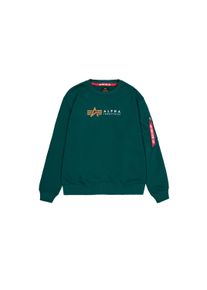 Sweater Alpha Industries "Alpha Label Sweatshirt", Herren, Gr. S, gr&uuml;n (force gr&uuml;n), Obermaterial: 80% Baumwolle, 20% Polyester, regular fit, Sweatshirts Sweater