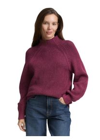 Strickpullover Tom Tailor, Damen, Gr. M, rot rib structure, Rippstrick, Obermaterial: 65% Baumwolle, 30% Polyamid, 5% Wolle, Strukturmuster, loose fit taillenbedeckt, ohne Ausschnitt, Rippb&uuml;ndchen, Pullover Strickpullover, mit Rippstruktur
