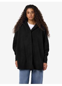 Kapuzensweatjacke Noisy may "NMCOZY L/S LONG SHACKET W HOOD JRS NOOS", Damen, Gr. S, schwarz, Sweatware, Obermaterial: 100% Polyester, unifarben, relaxed fit normal, V-Ausschnitt, Rippb&uuml;ndchen, Sweatjacken Kapuzensweatjacke