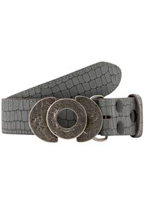 Lederg&uuml;rtel RETTUNGSRING G&Uuml;RTEL, Damen, Gr. 120, grau, Leder, gepr&auml;gtes Muster, G&uuml;rtel Lederg&uuml;rtel, mit austauschbarer Schlie&szlig;e &raquo;Kreiso&laquo;