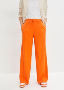 Bundfaltenhose bonprix "Bundfaltenhose", Damen, Gr. 42, N-Gr, orange (warmorange), Obermaterial: 66% Polyester, 33% Viskose, 1% Elasthan, festlich, loose fit, Hosen Bundfaltenhose, aus Polyester, Viskose und Elasthan, Loose Fit, festlicher Stil