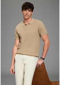 Polokragenpullover Bruno Banani, Herren, Gr. S (44/46), beige, Strick, Obermaterial: 50% Baumwolle, 50% Polyacryl, regular fit normal, Pullover Polokragenpullover