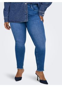 Skinny-fit-Jeans Only CARMAKOMA "CARWILLY REG SK ANK RW DNM REA260 NOOS", Damen, Gr. 46, L&auml;nge 32, special bright blau denim, Denim/Jeans, Obermaterial: 92% Baumwolle, 6% Elastomultiester, 2% Elasthan, unifarben, skinny fit kn&ouml;chellang, Jeans Skinny-fit-Jeans