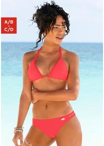 Triangel-Bikini Buffalo, Damen, Gr. 40, Cup C/D, rot (hummer), Polyamid, Flechtoptik, Bikini-Sets Triangel-Bikini, mit geflochtenen Details