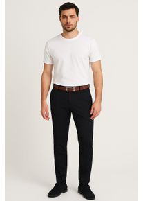 Jack & Jones Chinohose JACK & JONES "JPSTMARCO FRANCO CHINO W BELT", Herren, Gr. 33, L&auml;nge 34, schwarz, Web, Obermaterial: 98% Baumwolle, 2% Elasthan, unifarben, slim fit kn&ouml;chellang, Hosen Chinohose