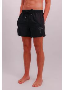 JOOP! Badeshorts JOOP "Solid", Herren, Gr. XL, N-Gr, schwarz (schwarz beauty), Microfaser, Obermaterial: 100% Polyester, unifarben, Badehosen Badeshorts, Cornflower-Logo, kurze Seitenschlitze