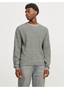 Jack & Jones Strickpullover JACK & JONES "JJWALTER KNIT RELAXED CREW NECK", Herren, Gr. S, gr&uuml;n (agave gr&uuml;n detail:with wei&szlig;), Strick, Obermaterial: 50% Baumwolle, 50% Polyester, unifarben, relaxed fit, Rundhals, Pullover Strickpullover