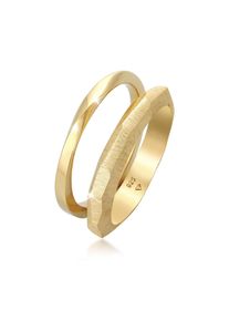 Ring-Set Elli Premium "Ring Bandring Basic Gedreht Struktur (2 tlg) 925 Silber" Gr. 52, gold, Fingerringe, Damen, 52, ohne Stein, Silber 925 (Sterlingsilber), Ring-Set