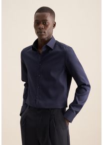 Businesshemd Seidensticker "Schwarze Rose", Damen, Gr. L (42), normale &Auml;rmell&auml;ngen, blau (dunkelblau), 100% Baumwolle, unifarben, tailored fit, 2-Knopf-Manschette, Hemden Businesshemd, Shaped 1/1 Kentkragen Uni