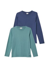 T-Shirt s.Oliver JUNIOR, M&auml;dchen, Gr. 104, blau, gr&uuml;n, Jersey, Obermaterial: 100% Baumwolle, unifarben, normal h&uuml;ftbedeckend, Rundhals, Shirts T-Shirt, 2er Pack, Unisex
