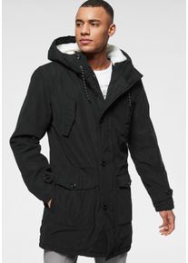 Parka Bruno Banani, Damen, Gr. 4XL (60), schwarz, Obermaterial: 100% Polyester. Futter: 100% Polyester. Wattierung: 100% Polyester, Fellimitat, unifarben, bequem, Rundhals, B&uuml;ndchen, Jacken Parka, Winterjacke mit Teddy Fleece gef&uuml;ttert und anpassbarer Kapuze