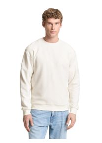 Sweatshirt Tom Tailor Denim, Herren, Gr. XL, wool wei&szlig;, Sweatware, Obermaterial: 100% Baumwolle, Strukturmuster, unifarben, regular fit normal, Rundhals, Rippb&uuml;ndchen, Sweatshirts Sweatshirt, mit Logo Stickerei