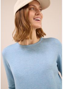 Strickpullover Cecil, Damen, Gr. XL (44), whisper blau melange, Strick, Obermaterial: 60% Baumwolle, 40% Viskose, unifarben, normal h&uuml;ftbedeckend, Rundhals, Flachstrickb&uuml;ndchen, Pullover Strickpullover, mit feinem Detail an der Schulter und Viskose-Anteil, Topseller