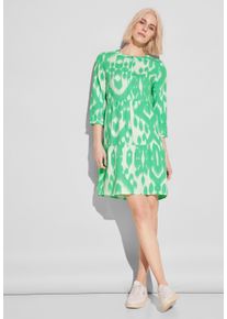 Tunikakleid Street One, Damen, Gr. 38, N-Gr, gr&uuml;n (soft grass gr&uuml;n), Web, Obermaterial: 100% Leinen, bedruckt, regular fit knielang, Rundhals, Kleider Tunikakleid, mit All-Over Print