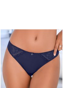 Tanga Lascana "Evita", Damen, Gr. 44/46, dunkelblau, Obermaterial: 90% Polyamid, 10% Elasthan, Unterhosen Tanga, mit Cutout hinten