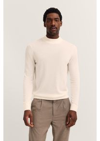 Rollkragenpullover Bugatti "Regular Fit", Herren, Gr. L, beige (20, ecru), Strick, 90% Wolle, 10% Seide, unifarben, regular fit, ohne Ausschnitt, Rippb&uuml;ndchen, Pullover Rollkragenpullover, aus Merino-Wolle-Seide-Mix