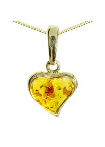 Kette mit Anh&auml;nger OSTSEE-SCHMUCK "- Herz - Silber 925/000, vergoldet - Bernstein" Gr. 45, gold (goldfarben, gelb), Schmuck_Sets, Damen, 45, Silber 925 (Sterlingsilber), Kette mit Anh&auml;nger