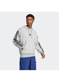 Kapuzensweatshirt adidas Sportswear "M 3S FT HD", Herren, Gr. S, grau (medium grau heather, schwarz), Obermaterial: 55% Baumwolle, 36% Polyester, 9% Viskose, Sweatshirts Kapuzensweatshirt