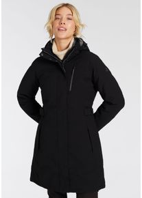 Parka Killtec, Damen, Gr. 40, schwarz, Obermaterial: 100% Polyester. Futter: 100% Polyester, unifarben, hoch geschlossener Ausschnitt, mit verstellbarem Klettverschluss, Jacken Parka, w&auml;rmend & winddicht & wasserabweisend