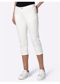 Bequeme Jeans Heine, Damen, Gr. 46, Normalgr&ouml;&szlig;en, wei&szlig;, 98% Baumwolle, 2% Elasthan, unifarben, kurz, Jeans Bequeme Jeans