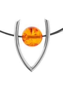 Collier OSTSEE-SCHMUCK "- Bernsteinkugel 16 mm - Bernstein -" Gr. 45, silber (silber 925, silberfarben, wei&szlig;), Halsketten, Damen, 45, Bernstein, Collier