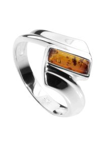 Fingerring OSTSEE-SCHMUCK "- Karo - Silber 925/000 - Bernstein" Gr. 56, silber (silber 925, silberfarben, wei&szlig;), Fingerringe, Damen, 56, Fingerring